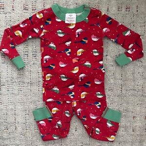 Hanna Andersson Holiday Christmas Red Pajama Set with Bird Pattern size 3